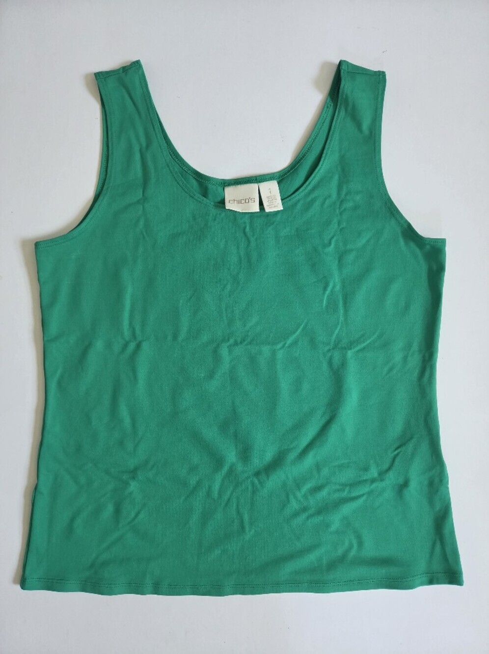 Chico's Microfiber Tank Tropic Green Nylon Spandex Basic size M/1